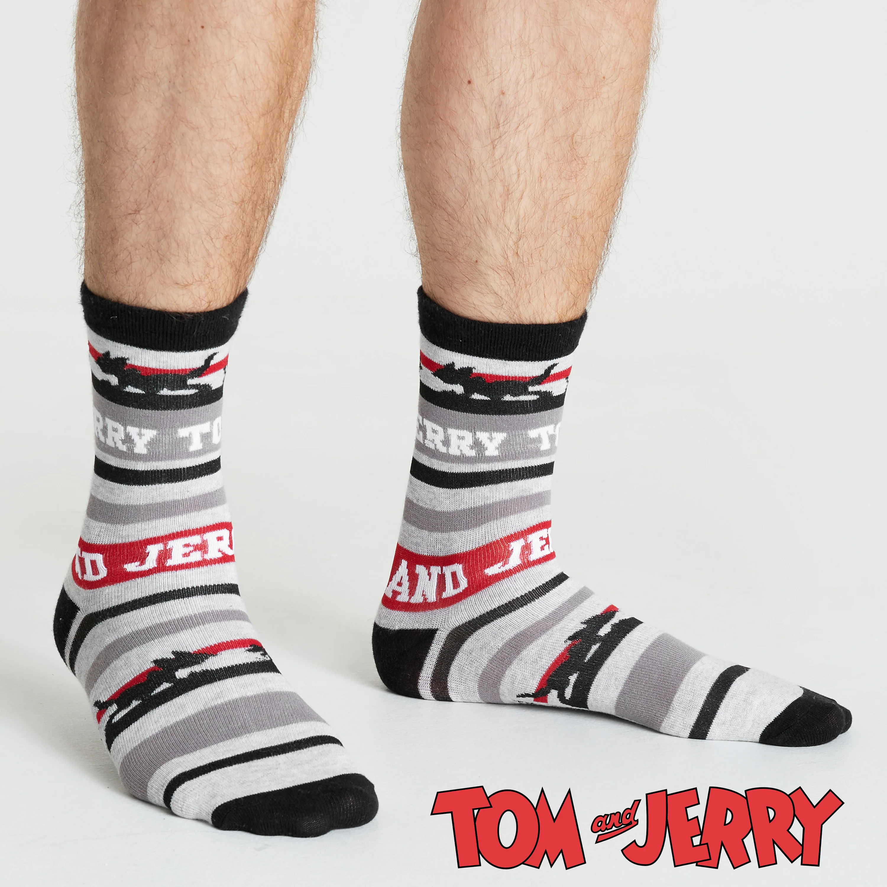 Tom and Jerry Mens Socks - Pack of 5 Crew Socks for Men - Grey/Multi - Image 5