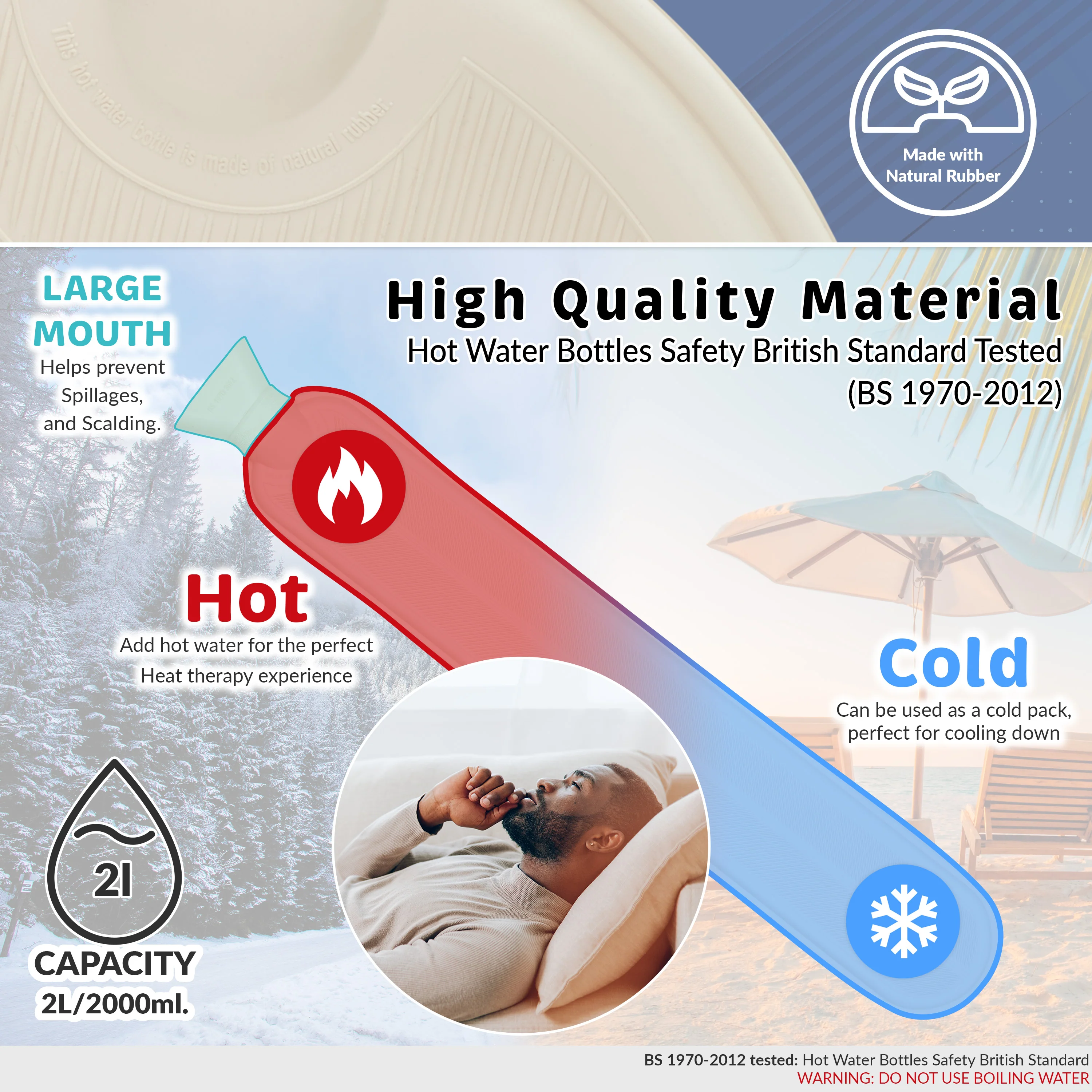 Tottenham Hotspur F.C. Long Hot Water Bottle with Soft Cover 2L - Gifts for Him (White/Navy Long) - Image 5