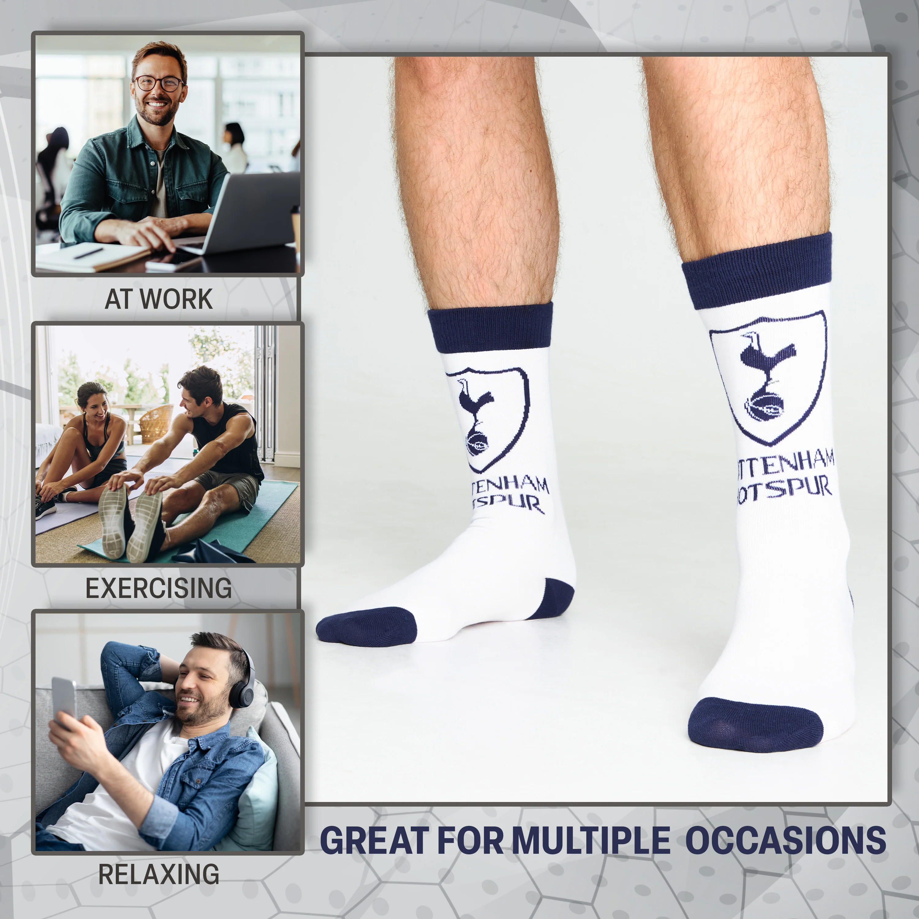Tottenham Hotspur F.C. Socks for Men, 4 Pack Breathable Socks Supporters' Gear - Image 4
