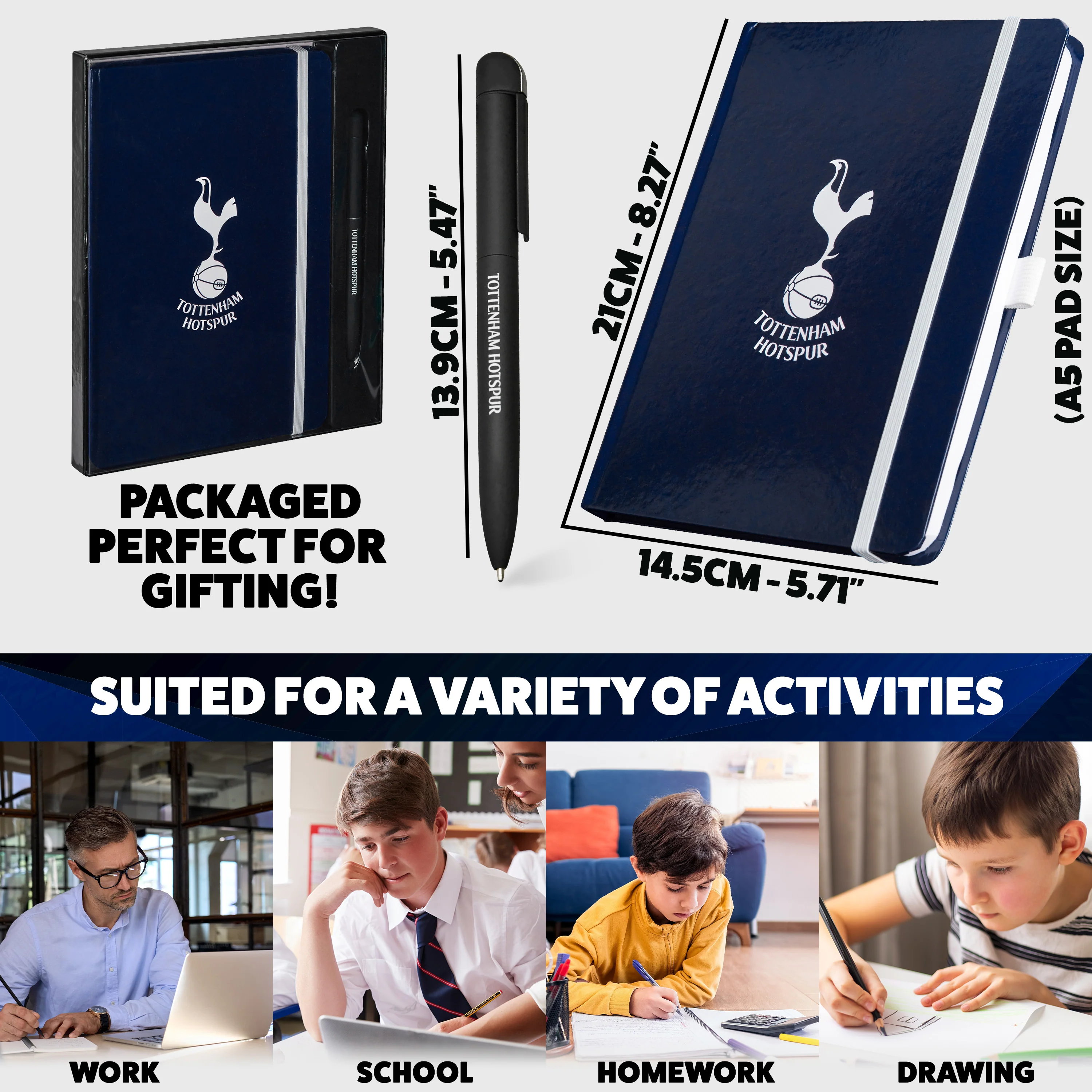 Tottenham Hotspur F.C. Supporters' Gear Stationery Set A4 Notebook & Pen - Gifts - Image 5