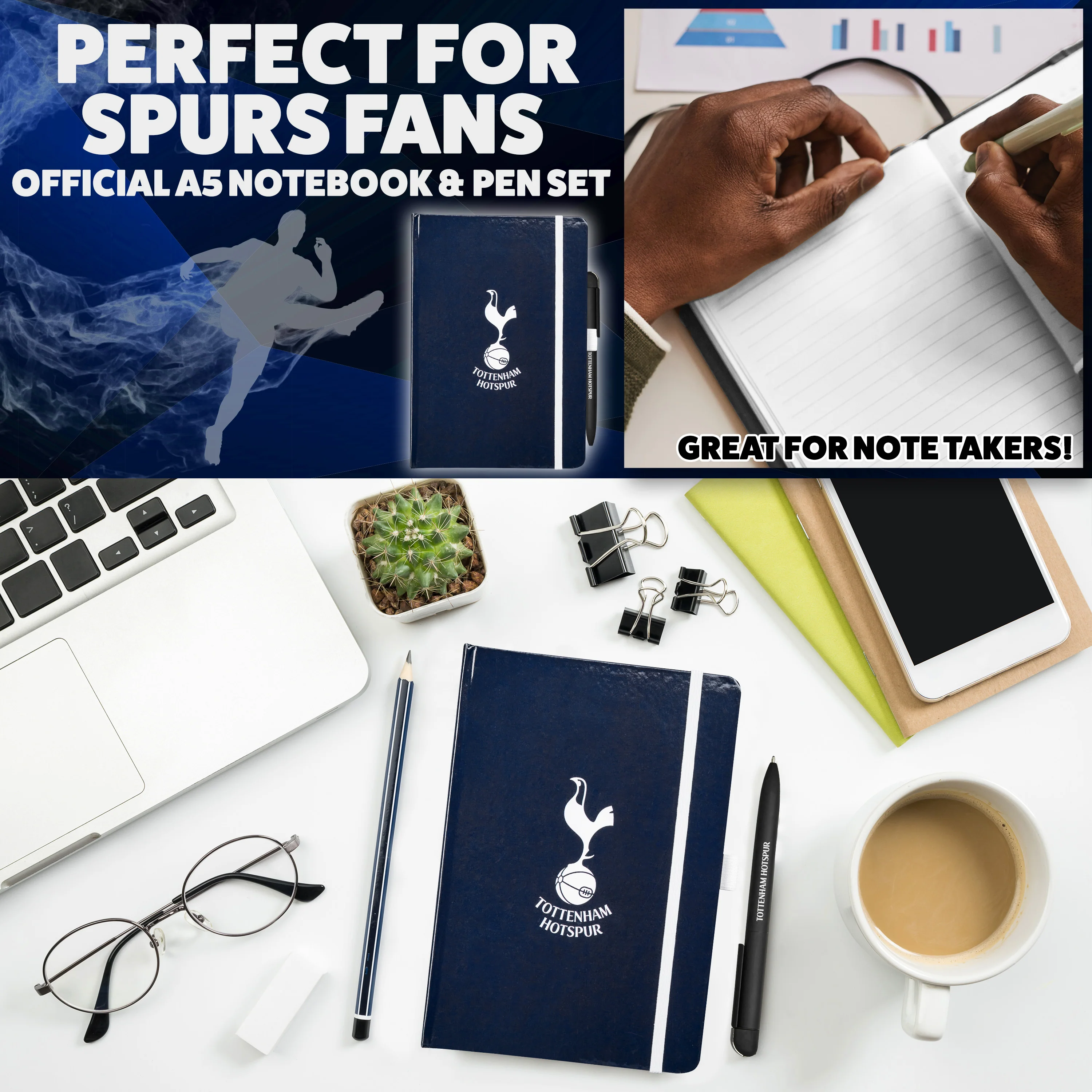 Tottenham Hotspur F.C. Supporters' Gear Stationery Set A4 Notebook & Pen - Gifts - Image 6