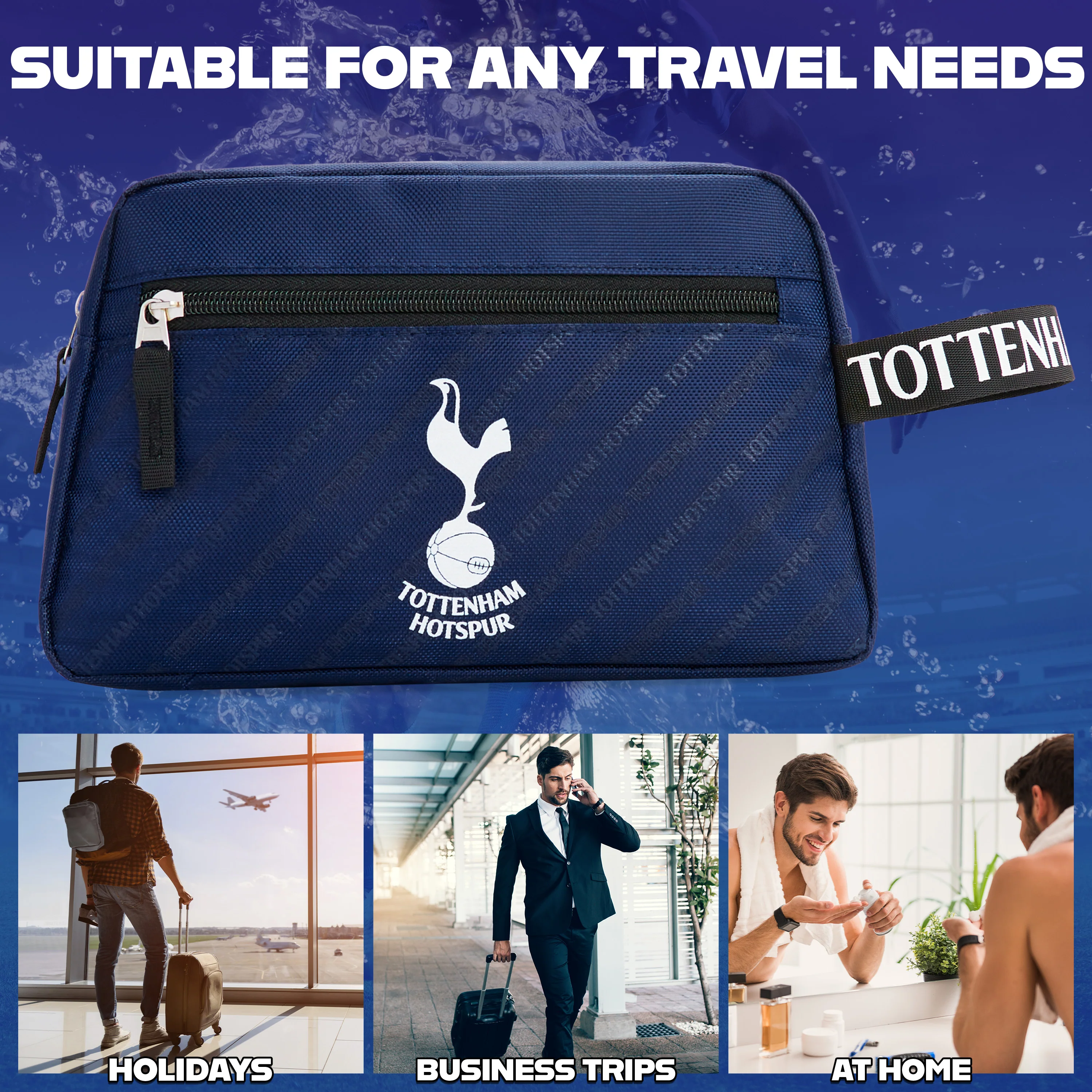 Tottenham Hotspur F.C. Toiletry Bags for Men, Hanging Wash Bag with Zipped Pocket - Image 4