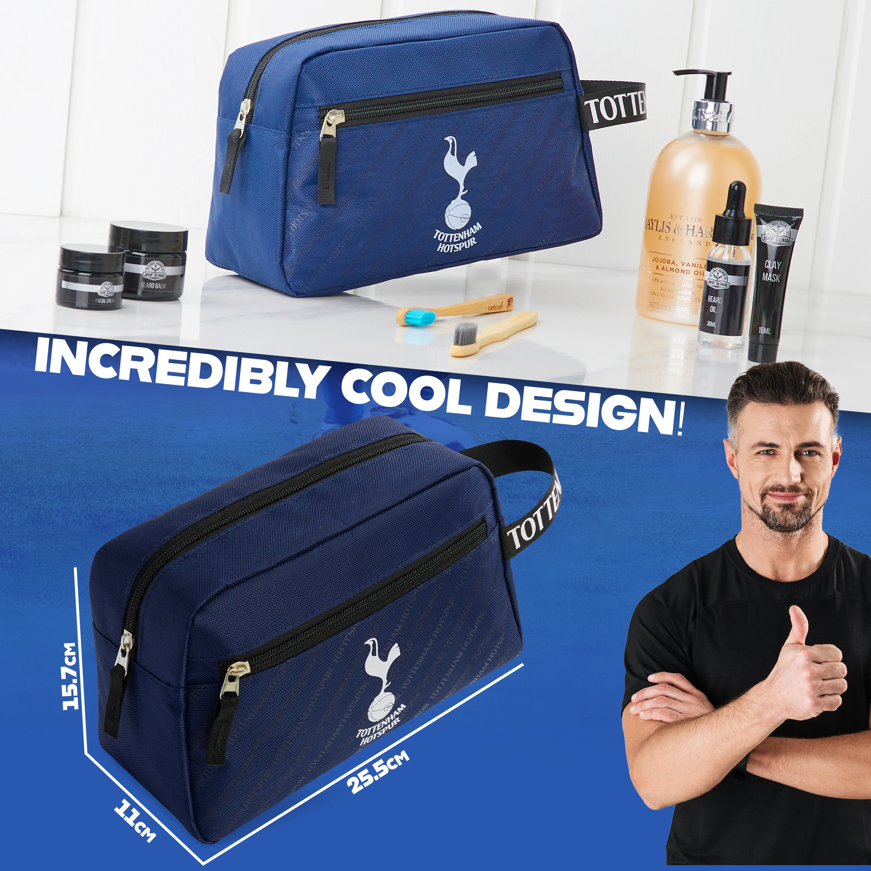 Tottenham Hotspur F.C. Toiletry Bags for Men, Hanging Wash Bag with Zipped Pocket - Image 6