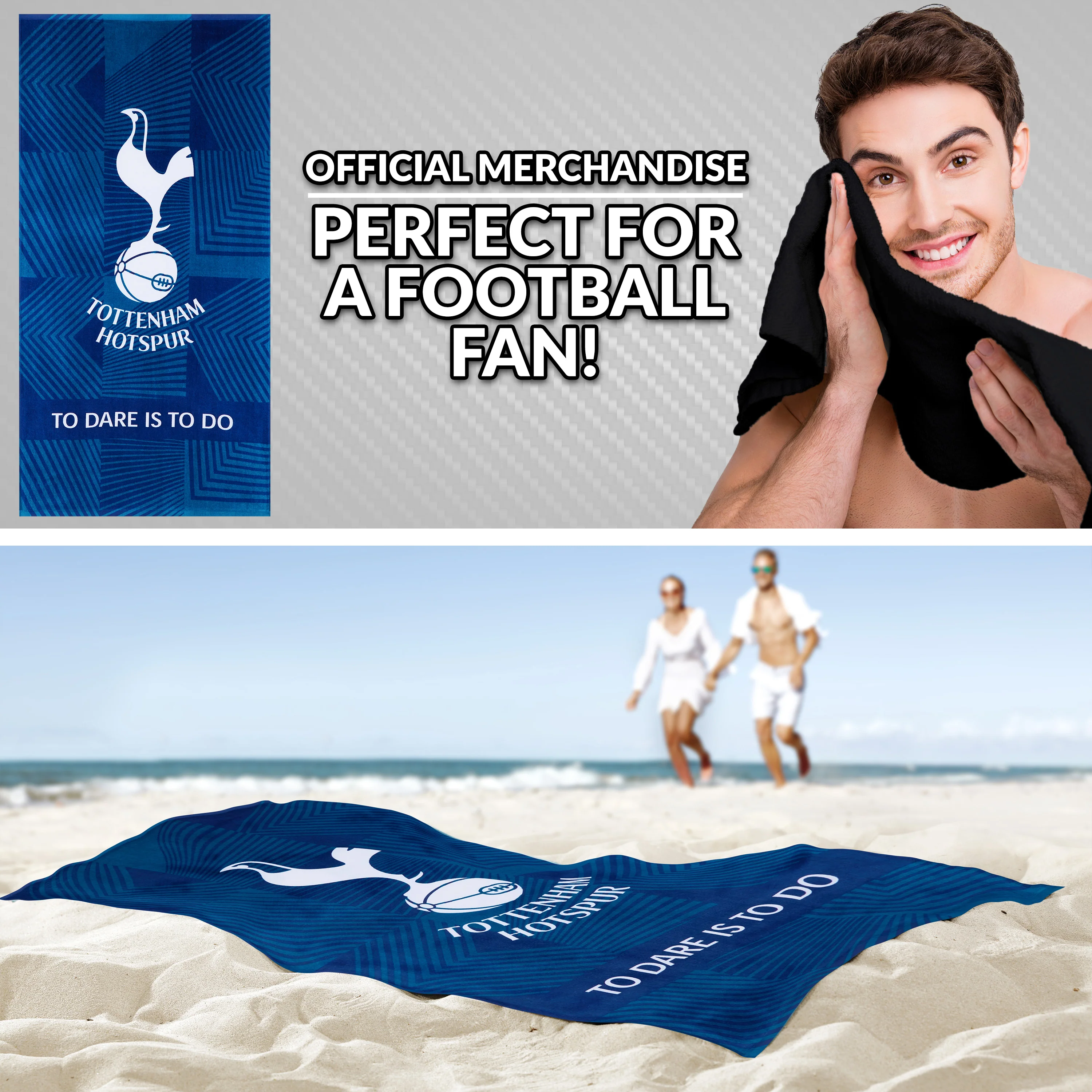 Tottenham Hotspur F.C. Towel for Men Women Teens Boys 100% Cotton Football Crest Quick Dry Beach Bath Towel Swim Gym Holiday Shower Bath Supporters' Gear 137 x 69cm - Image 2