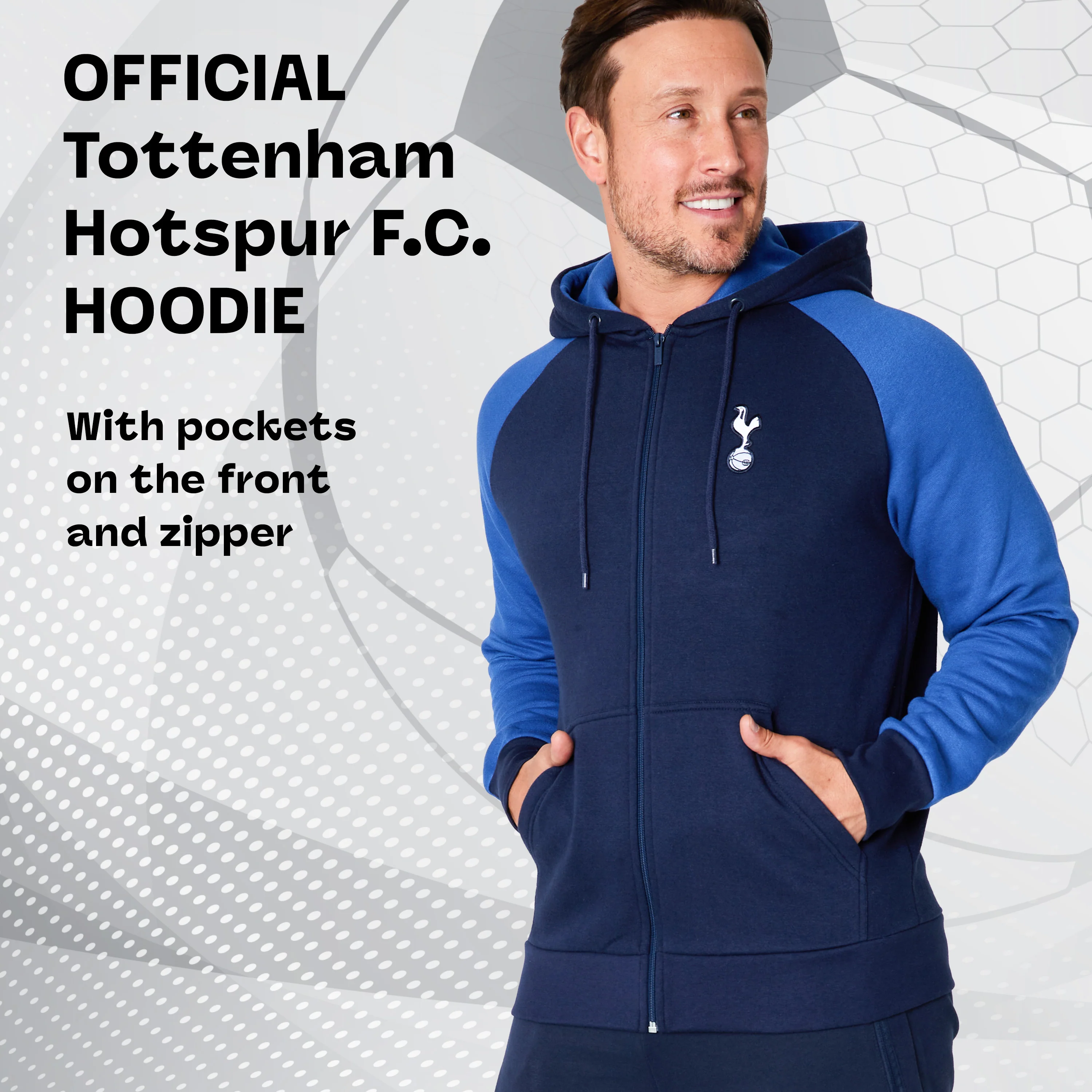 Tottenham Hotspur FC Mens Hoodie - Zip Up Hooded Sweatshirt - Image 3