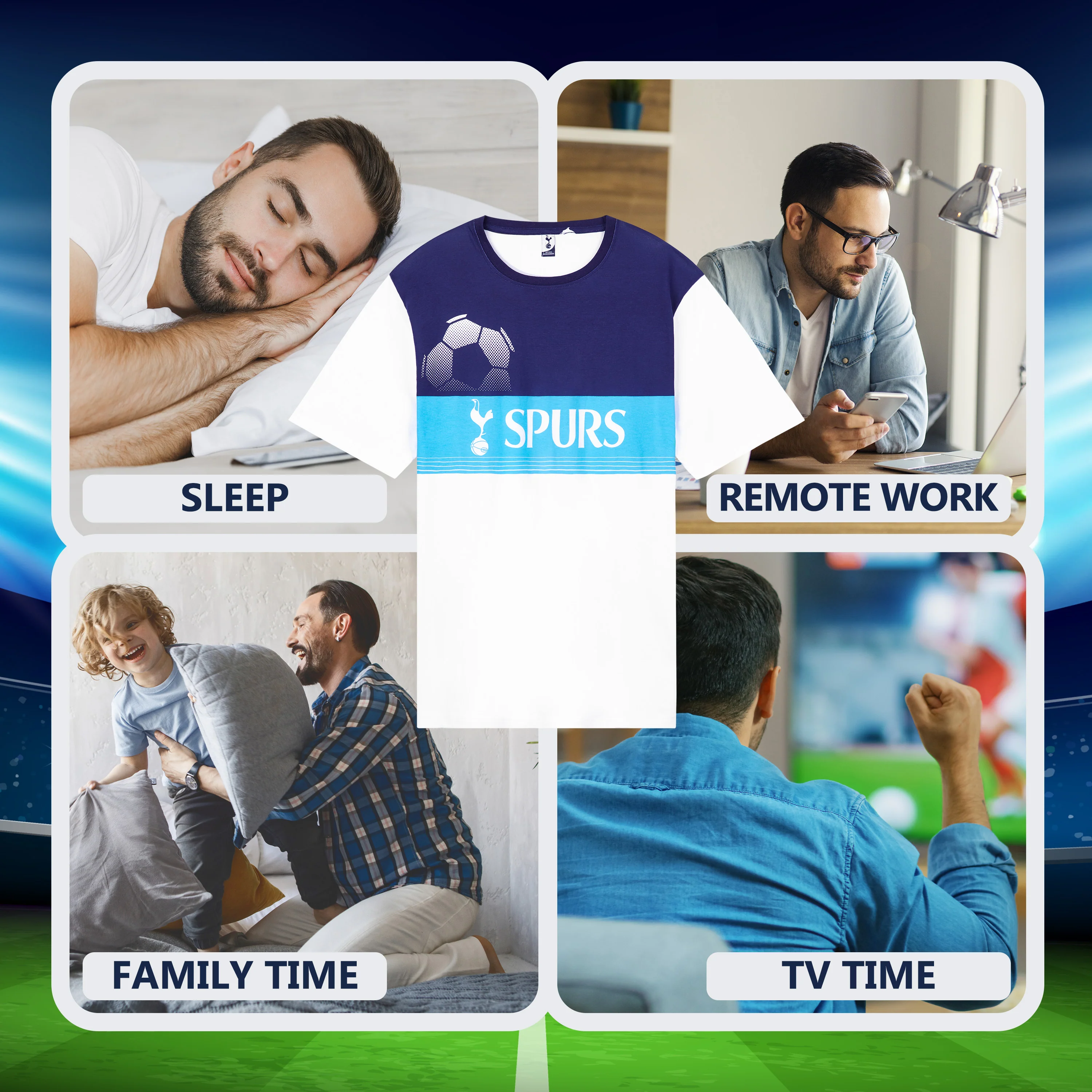 Tottenham Hotspur Mens Pyjamas Set, Spurs Gifts for Men - White/Navy - Image 4