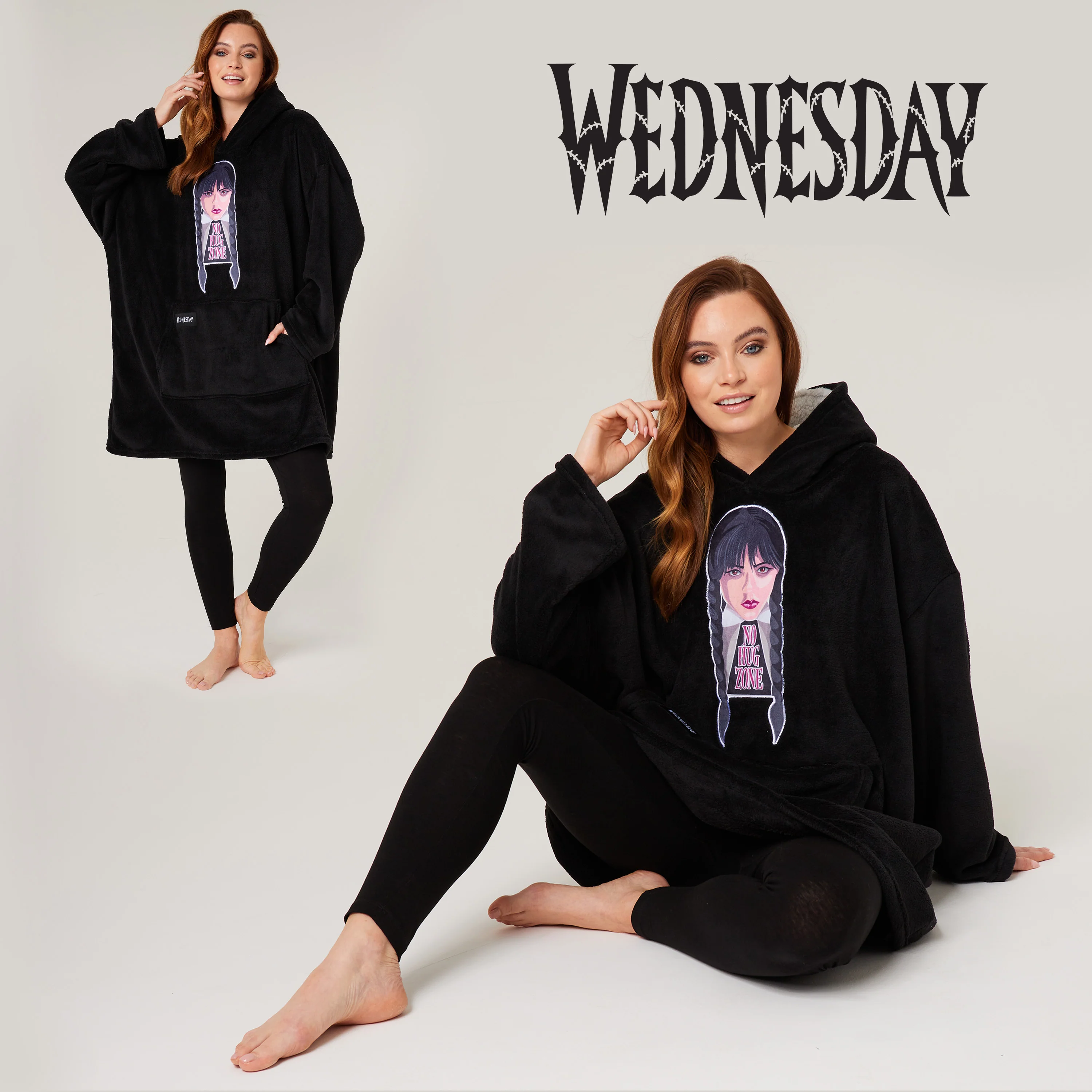 Wednesday Blanket Hoodie for Women and Teenagers - Black - Image 5