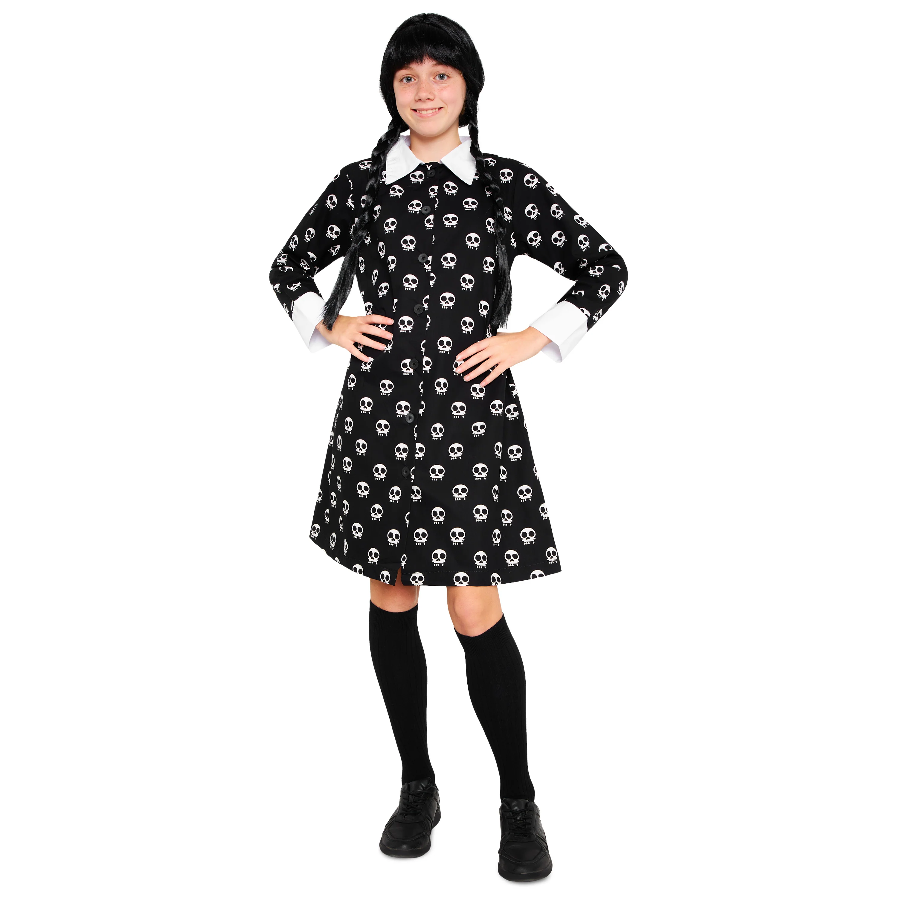 Wednesday Girls Dress with Long Sleeves