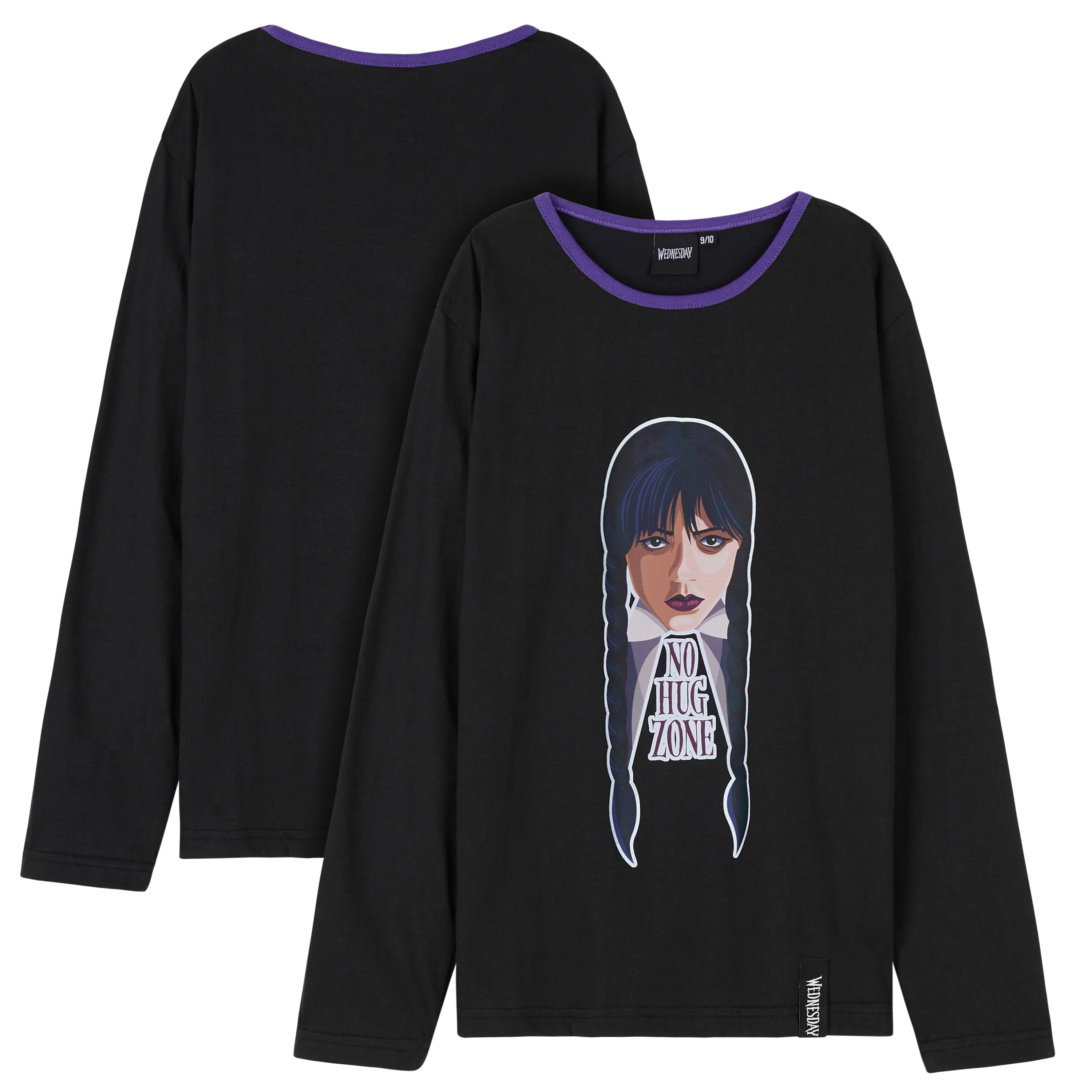 Wednesday Girls Pyjamas - Long Sleeve & Bottoms PJs - Black/Wednesday - Image 3
