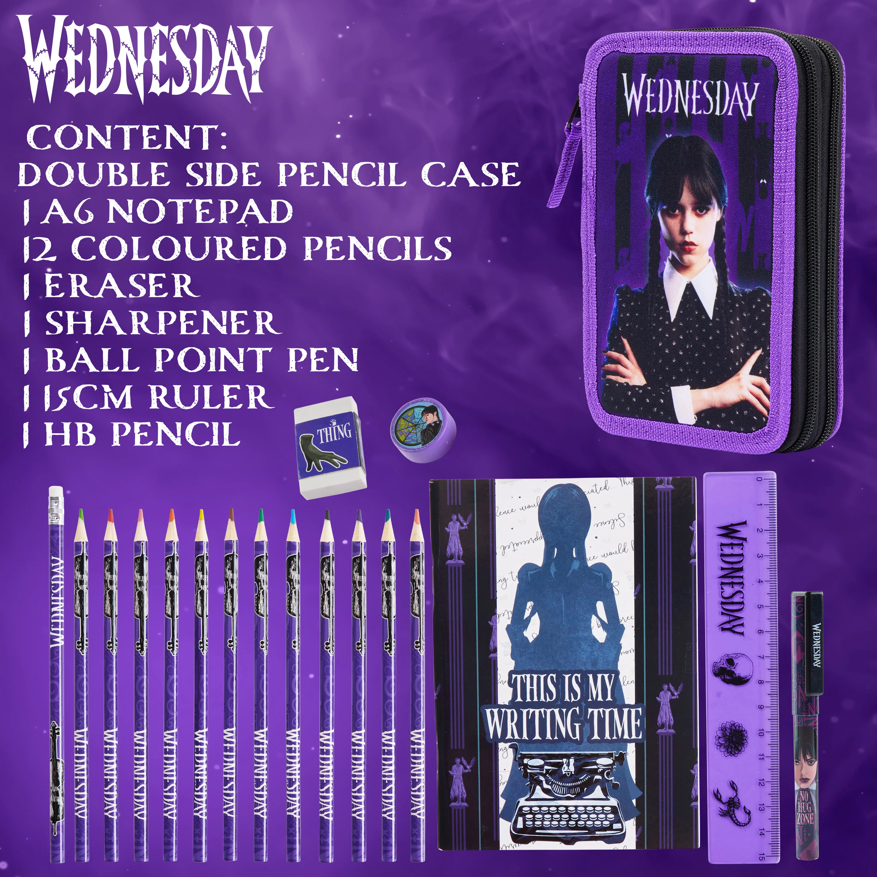 Wednesday Pencil Case with Stationery for Girls - Image 6
