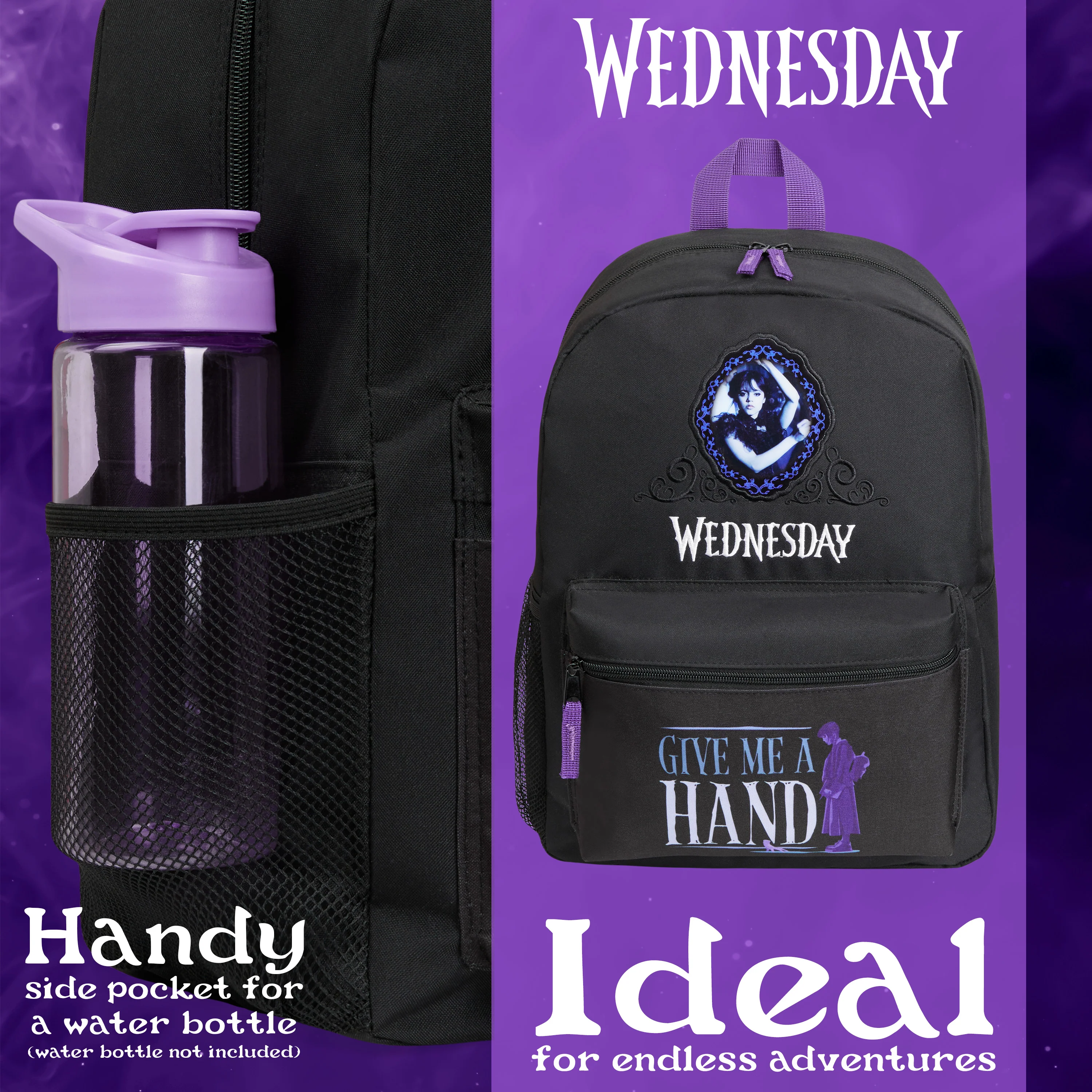 Wednesday School Backpack for Kids and Teenagers - Black/Blue - Image 4