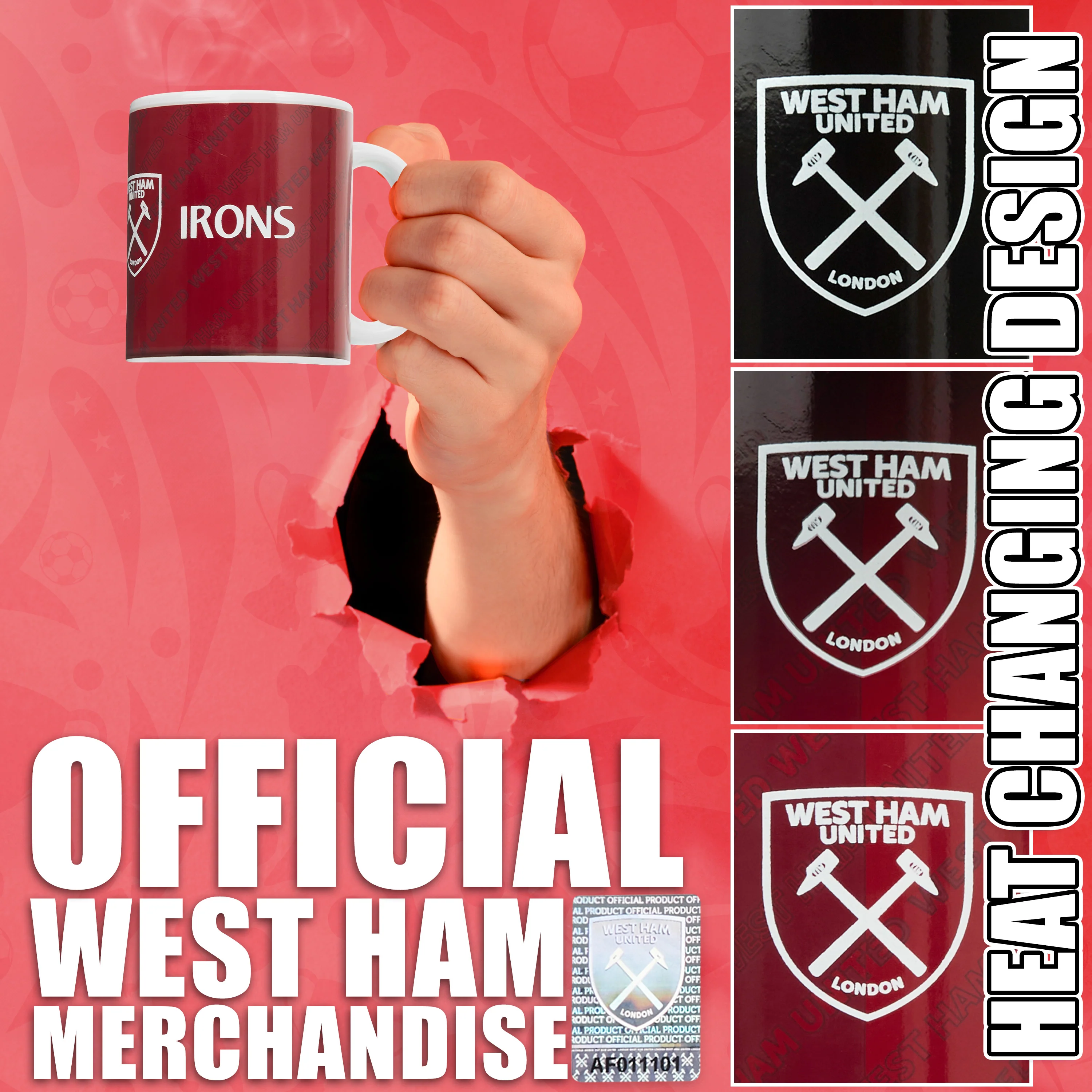 West Ham United F.C. Coffee Mug, 320ml Ceramic Heat Colour Changing Mug - Gifts for Him - Image 5