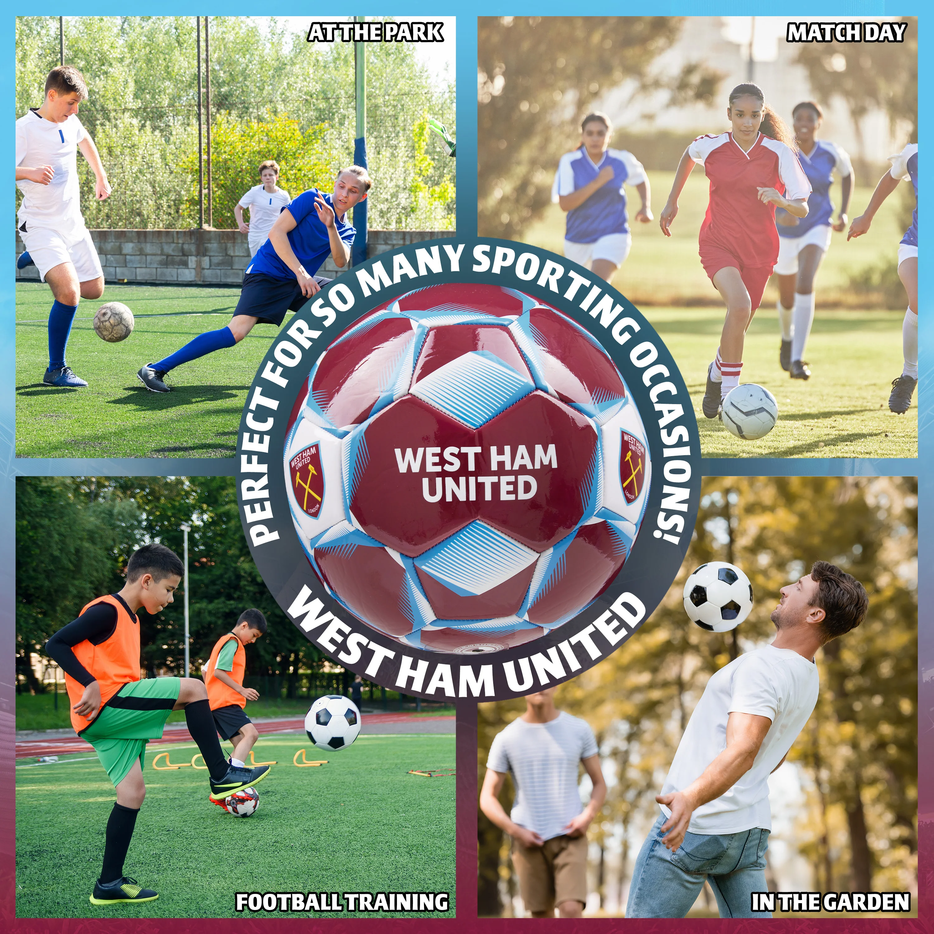 West Ham United F.C. Football Soccer Ball for Adults & Teenagers - Size 5 - Image 4
