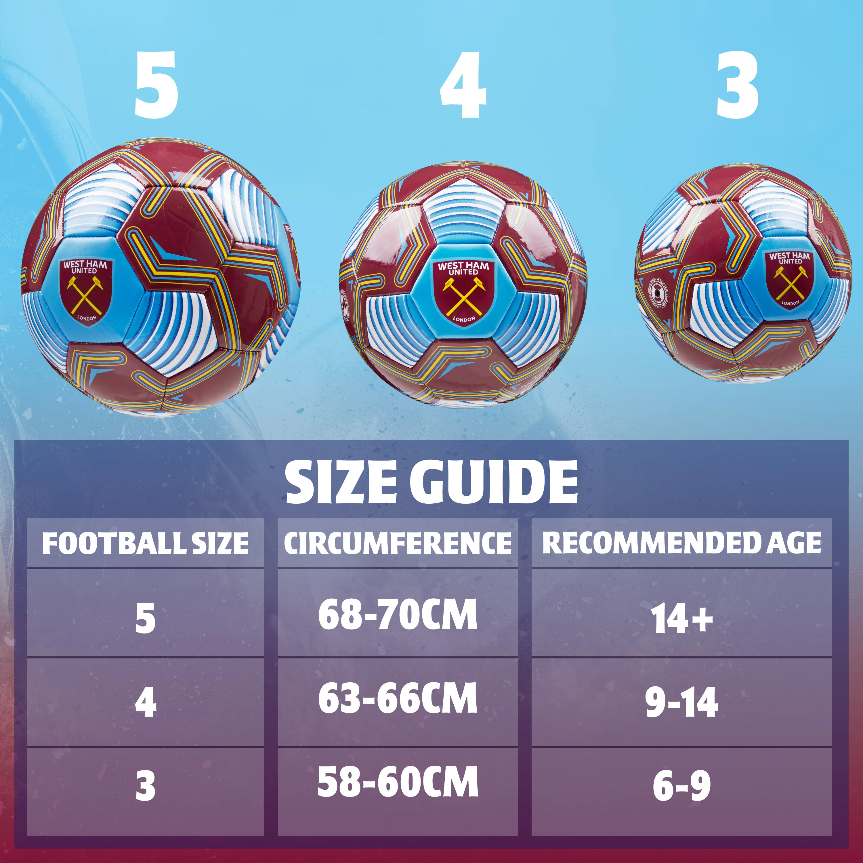 West Ham United F.C. Football Soccer Ball for Adults & Teenagers - Size 3 - Image 6