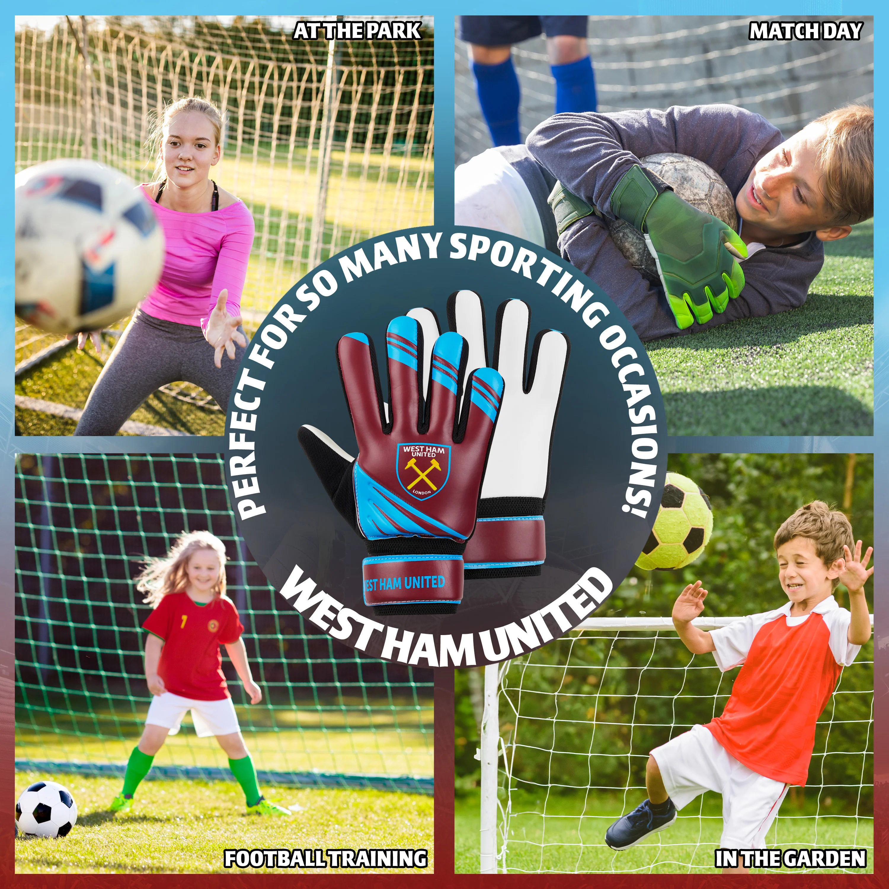West Ham United F.C. Goalkeeper Gloves for Kids - Size 7 - Image 4
