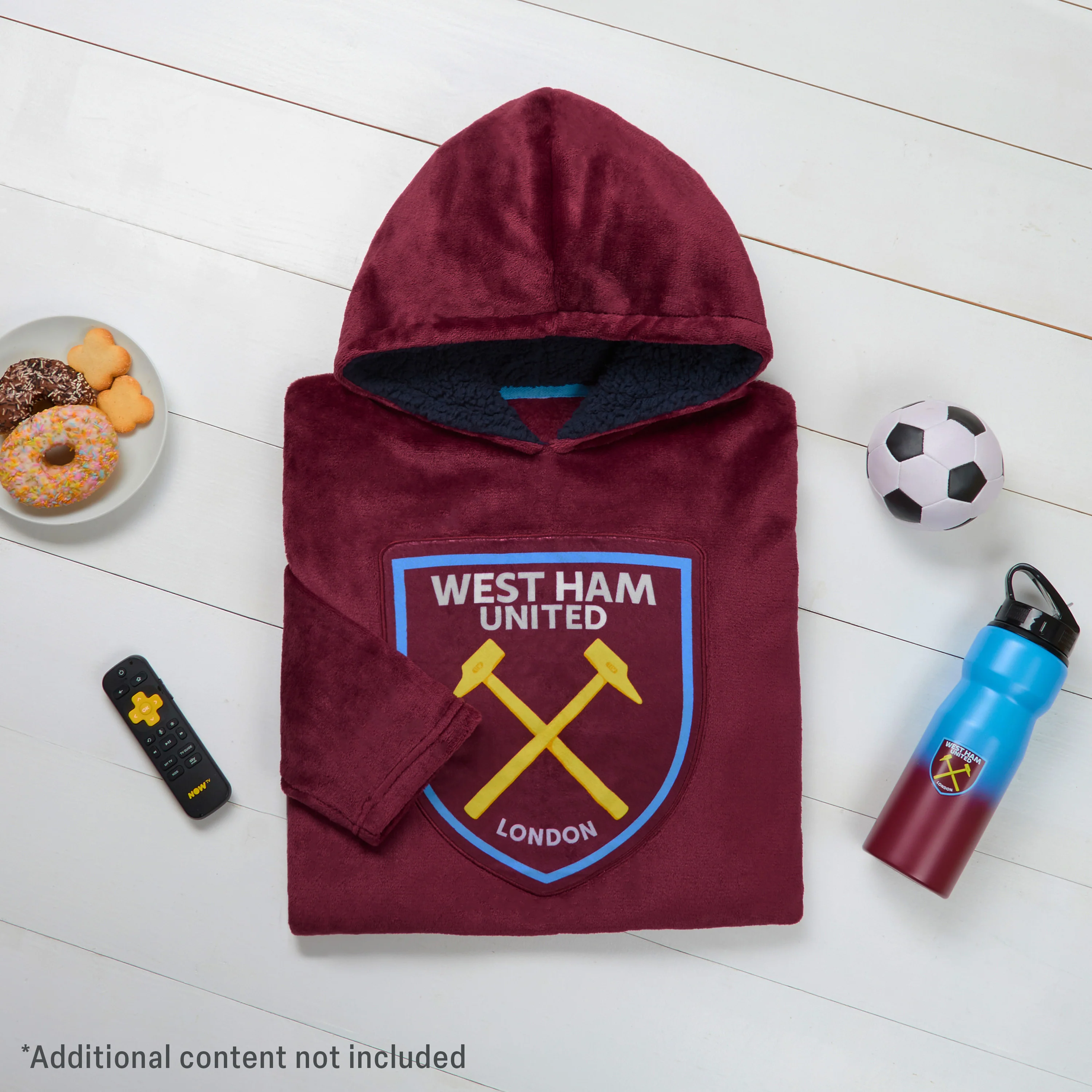 West Ham United F.C. Men's Oversized Fleece Poncho with Hood, West Ham Gifts for Men - Image 2