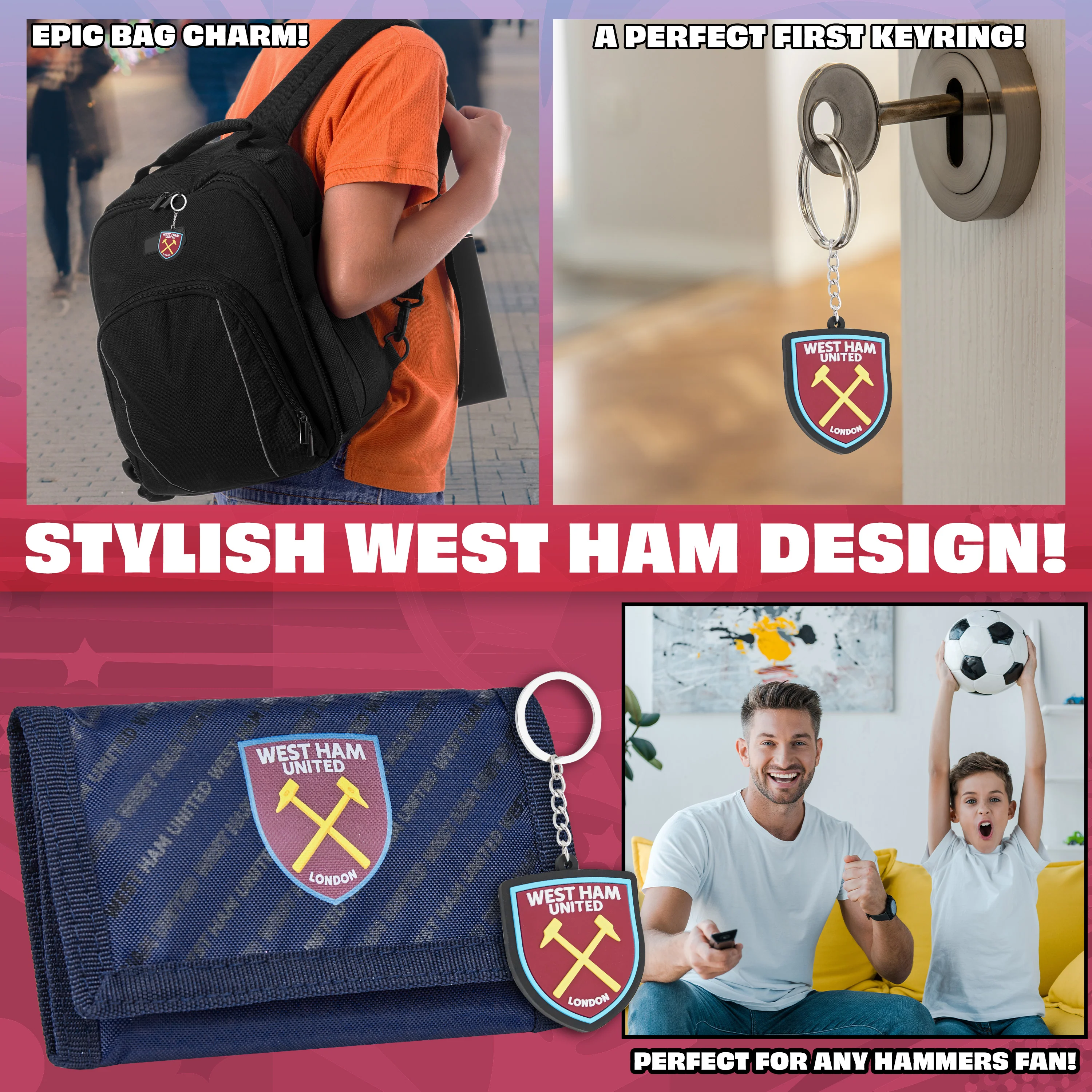 West Ham United F.C. Sports Fan Trifold Wallet Accessories Set with Card Slots & Coin Pocket Supporters' Gear Football Gifts for Boys - Image 4