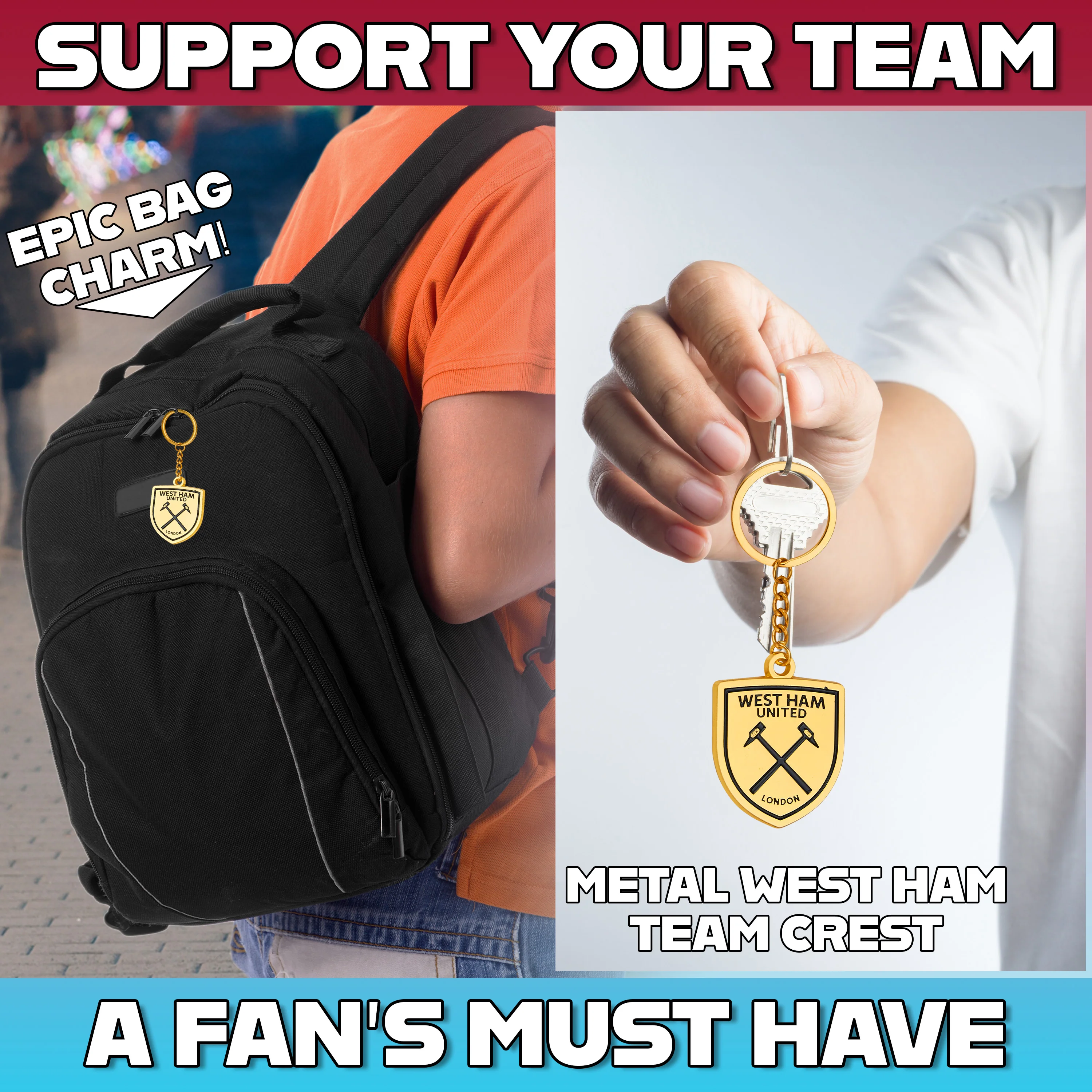 West Ham United F.C. Sports Fan Wallet Accessories Set with Card Slots & Coin Pocket - Image 5
