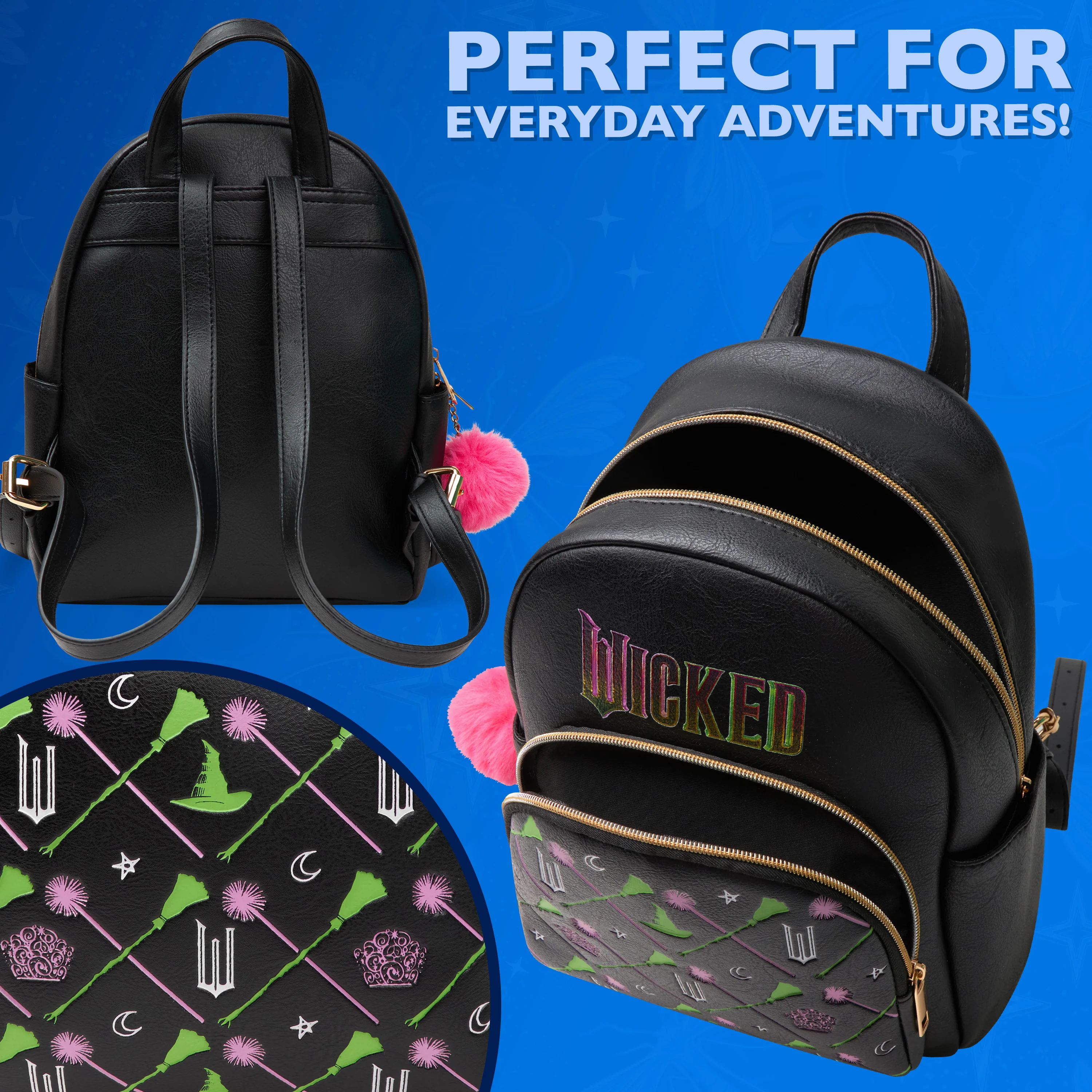 WICKED Backpack PU Faux Leather Teens Women Rucksack Fashion Mini Daypack Girls - Image 3