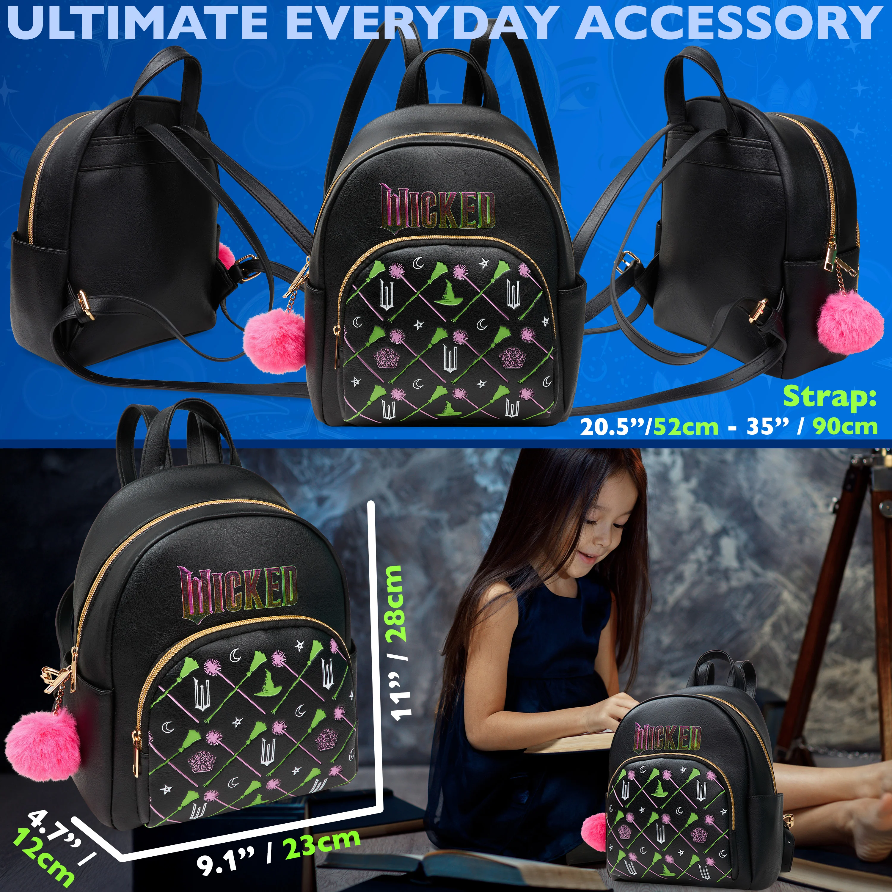 WICKED Backpack PU Faux Leather Teens Women Rucksack Fashion Mini Daypack Girls - Image 7
