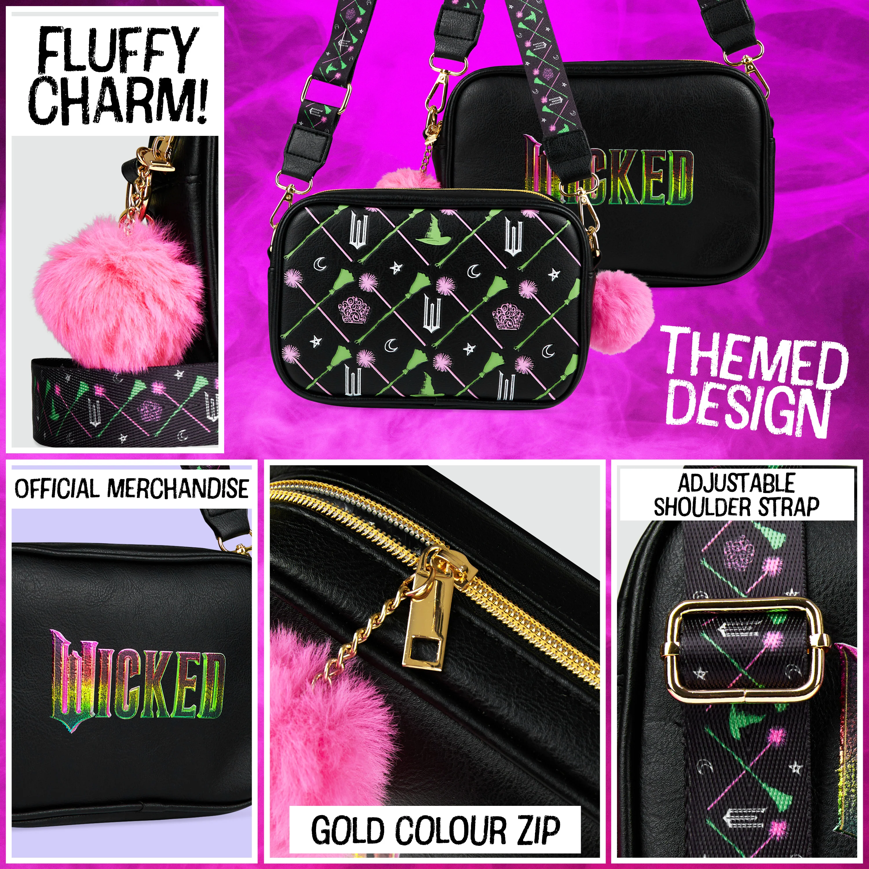 WICKED Cross Body Bag Women Teens Faux Leather Girls Shoulder Handbag - Image 4