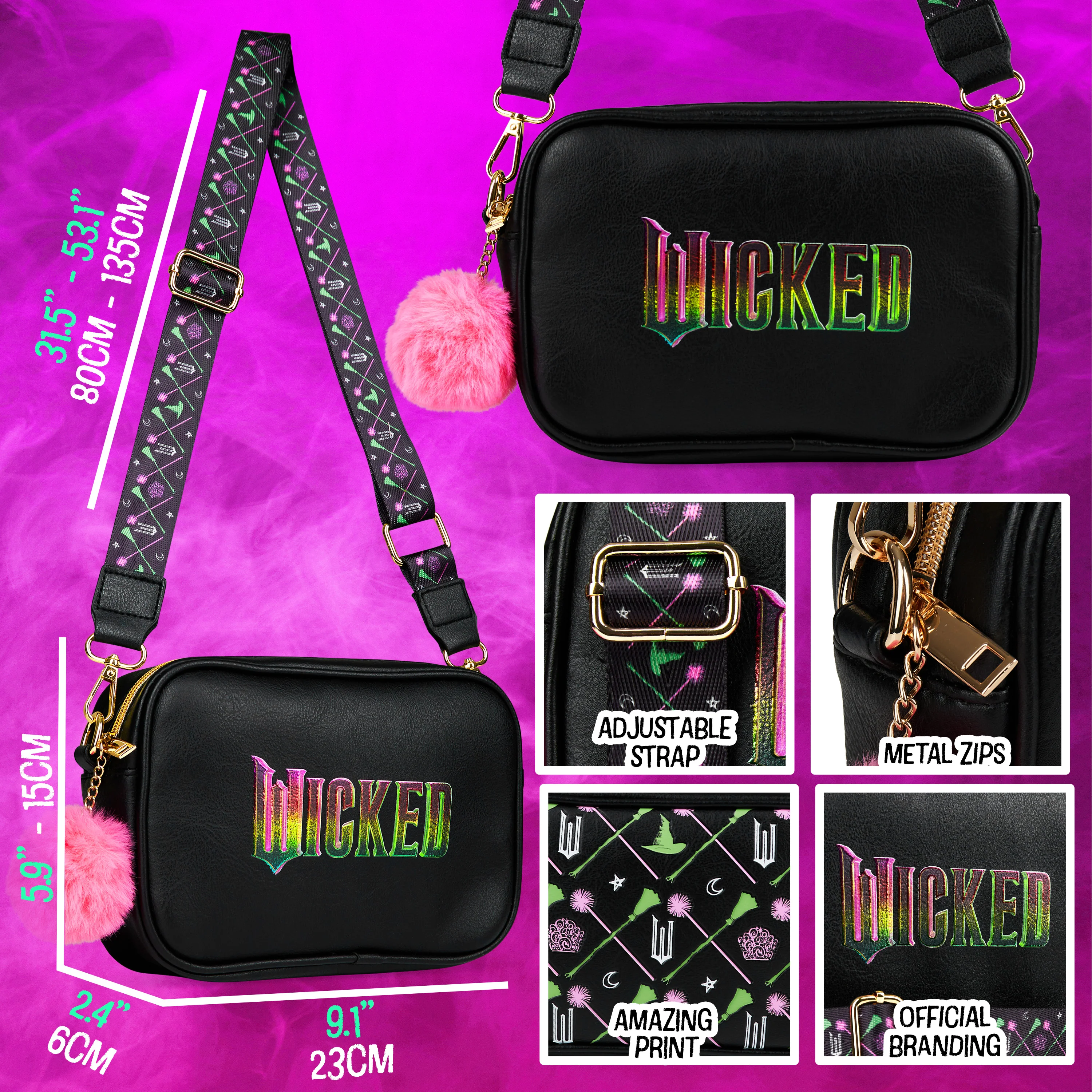WICKED Cross Body Bag Women Teens Faux Leather Girls Shoulder Handbag - Image 6
