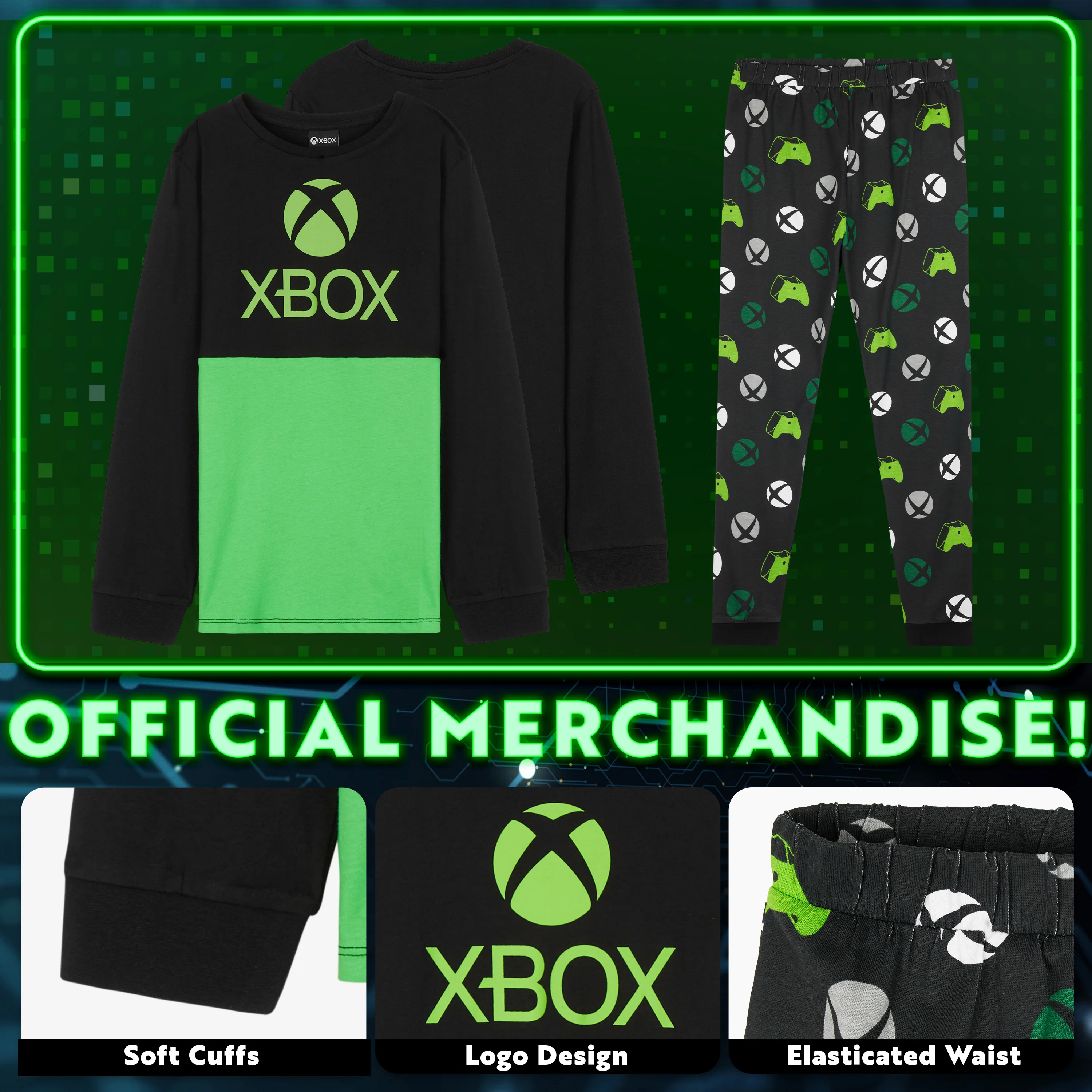 Xbox Boys Long Pyjama Set, 2 Piece Soft Comfortable Cotton PJs Loungewear - Image 3