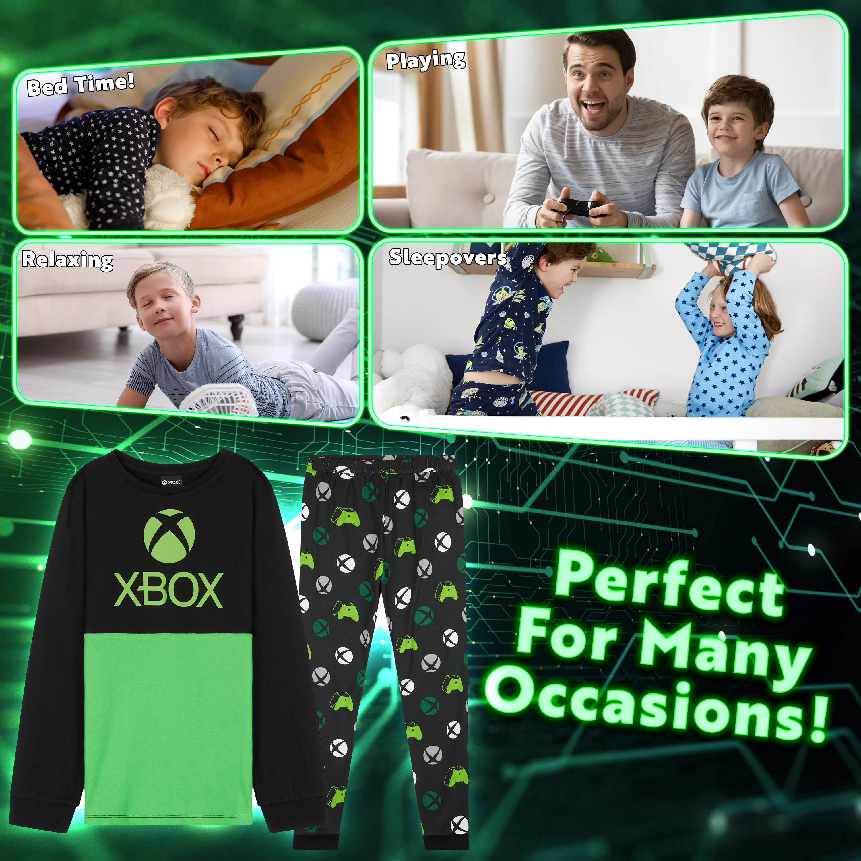 Xbox Boys Long Pyjama Set, 2 Piece Soft Comfortable Cotton PJs Loungewear - Image 4
