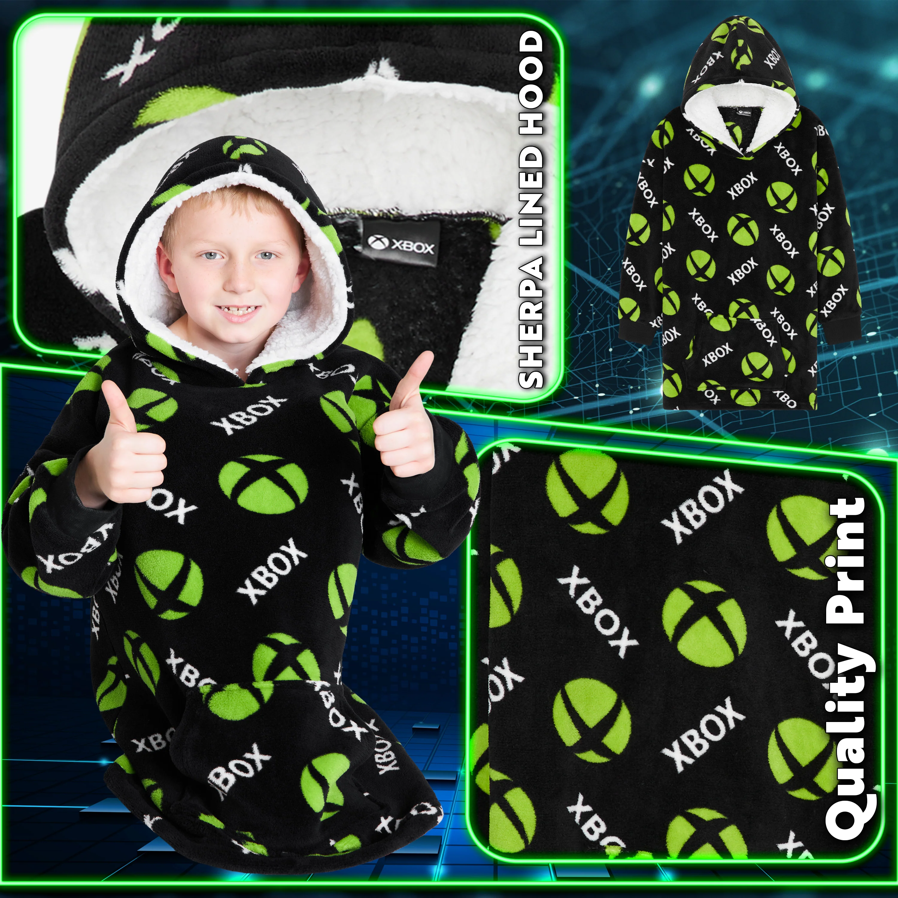 Xbox Fleece Blanket Hoodie for Boys and Teenagers - One Size - Image 5