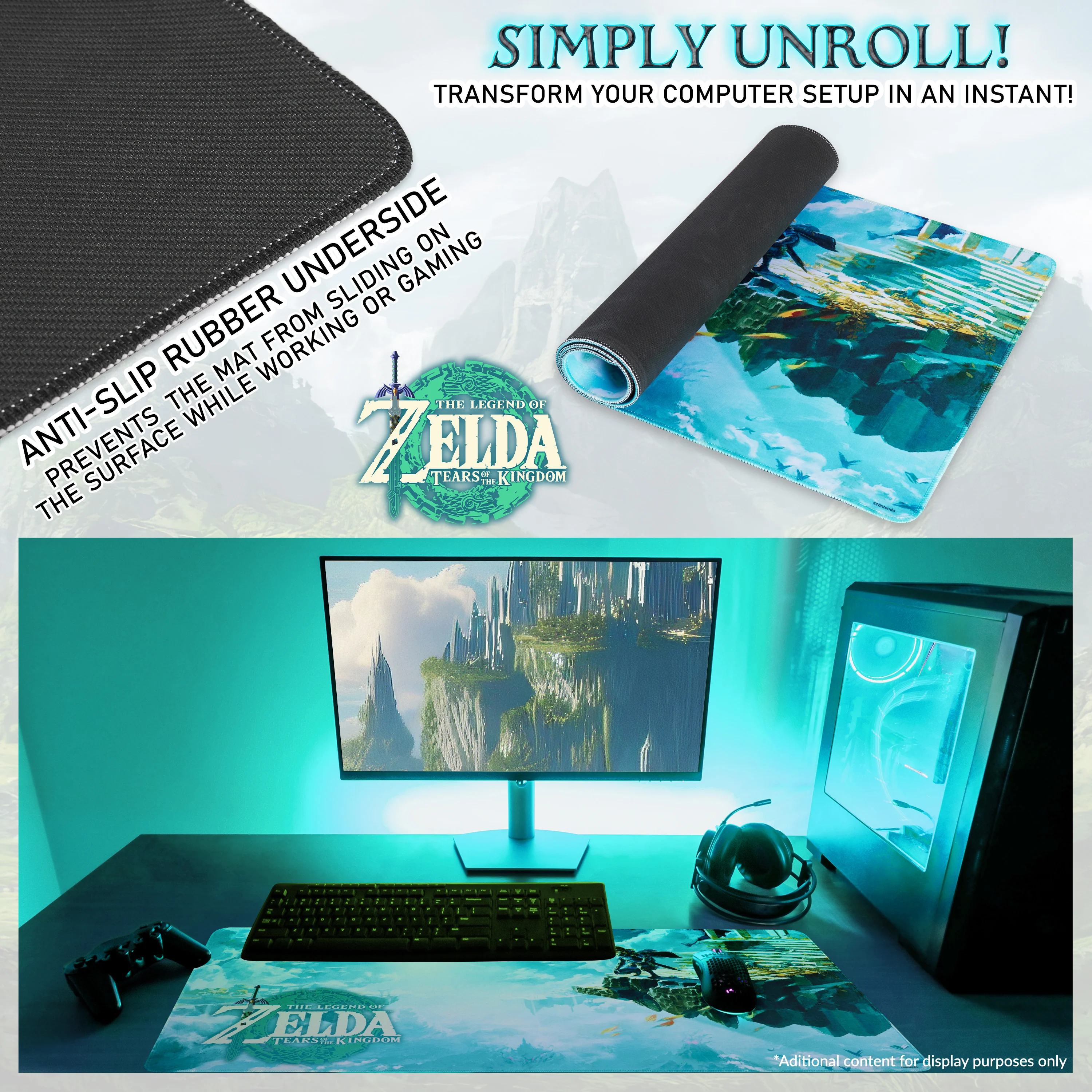 ZELDA Gaming Mouse Pad Large Desk Mat 80 x 35cm Desk Protector Mat for PC Laptop Keyboard Non Slip Home Office Desk Accessories Gamer Gifts - Image 4
