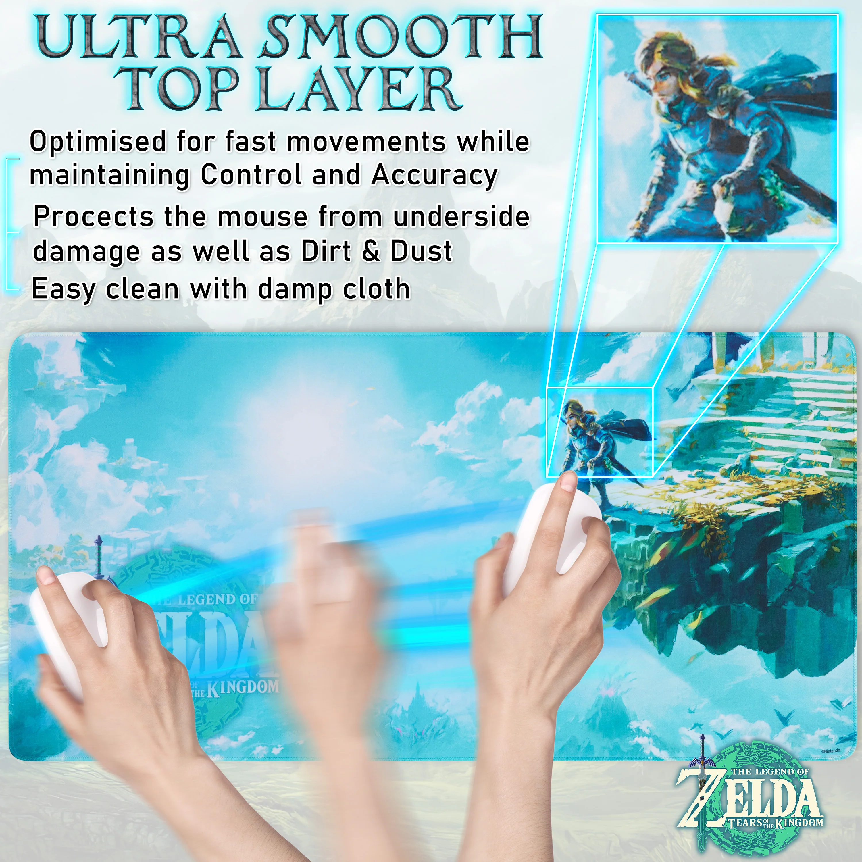 ZELDA Gaming Mouse Pad Large Desk Mat 80 x 35cm Desk Protector Mat for PC Laptop Keyboard Non Slip Home Office Desk Accessories Gamer Gifts - Image 5